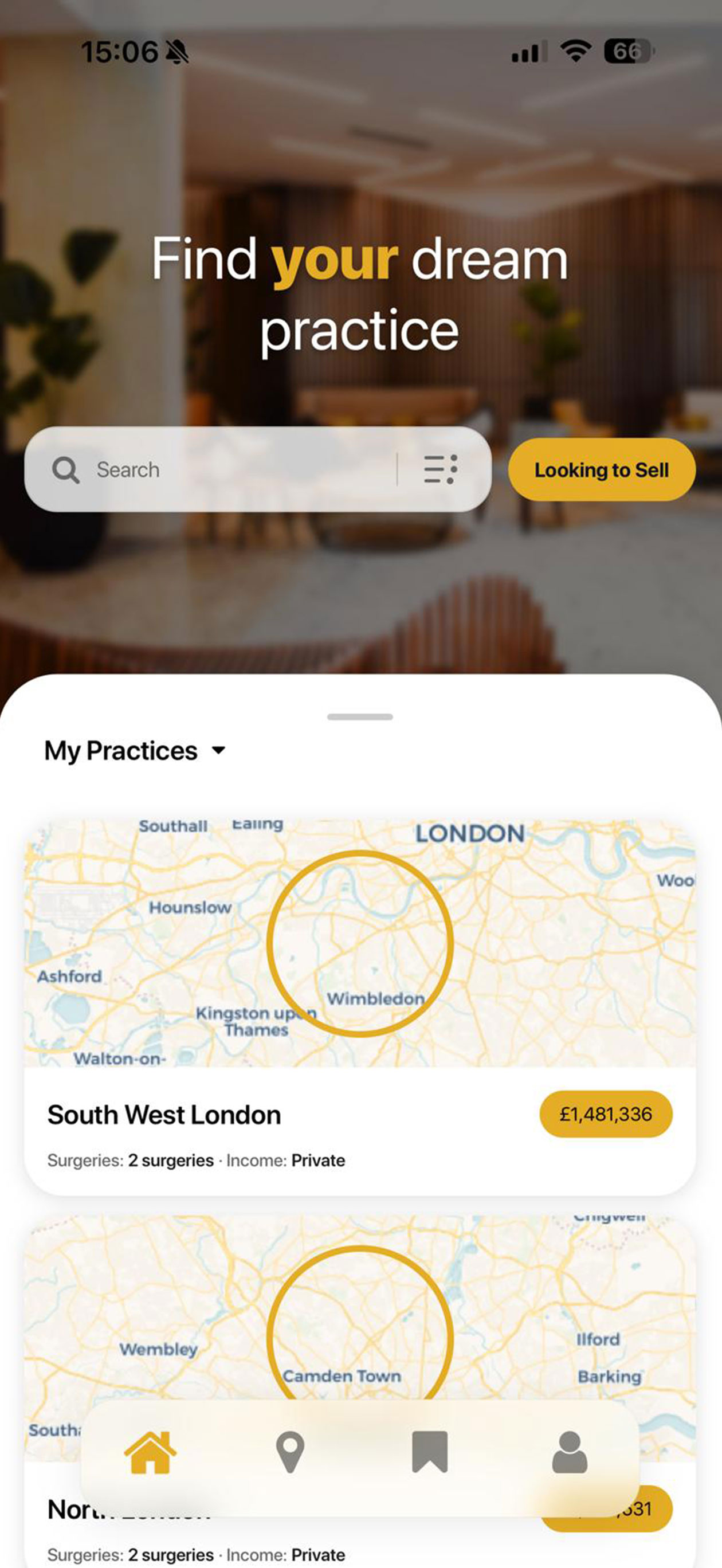 FTA App home screen with search and listings